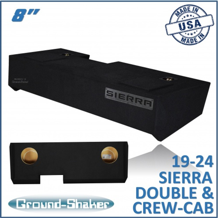 black 8” dual sealed sub box, fits 19-24 gmc sierra double & crew-cab