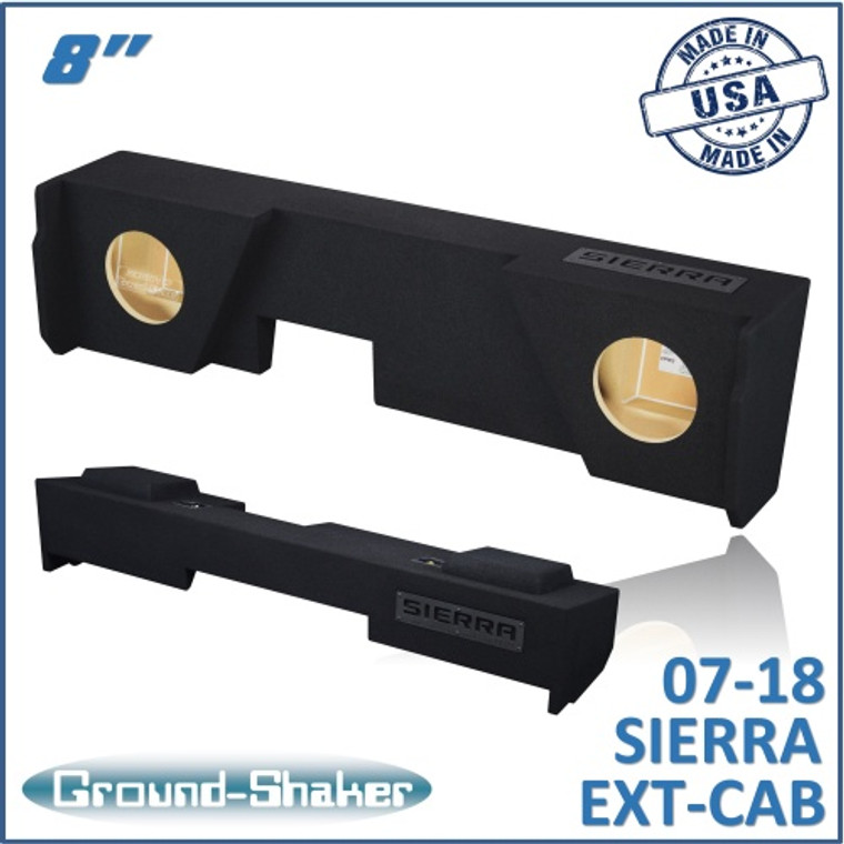 black 8" dual sealed sub box, fits 07-18 gmc sierra extended cab