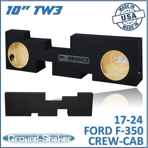 17-24 Ford F-350 Crew-Cab Black 10" Tw3 Dual Sealed Subwoofer Box