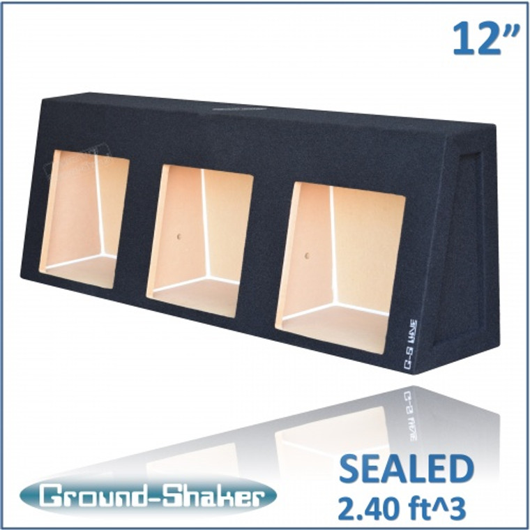 black 12" triple sealed sub box, fits chevy silverado & gmc sierra regular-cab