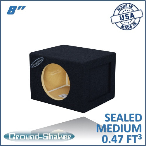 Ground Shaker GS-SQ18B Black 8" Single Mid-Size Sealed Subwoofer Box