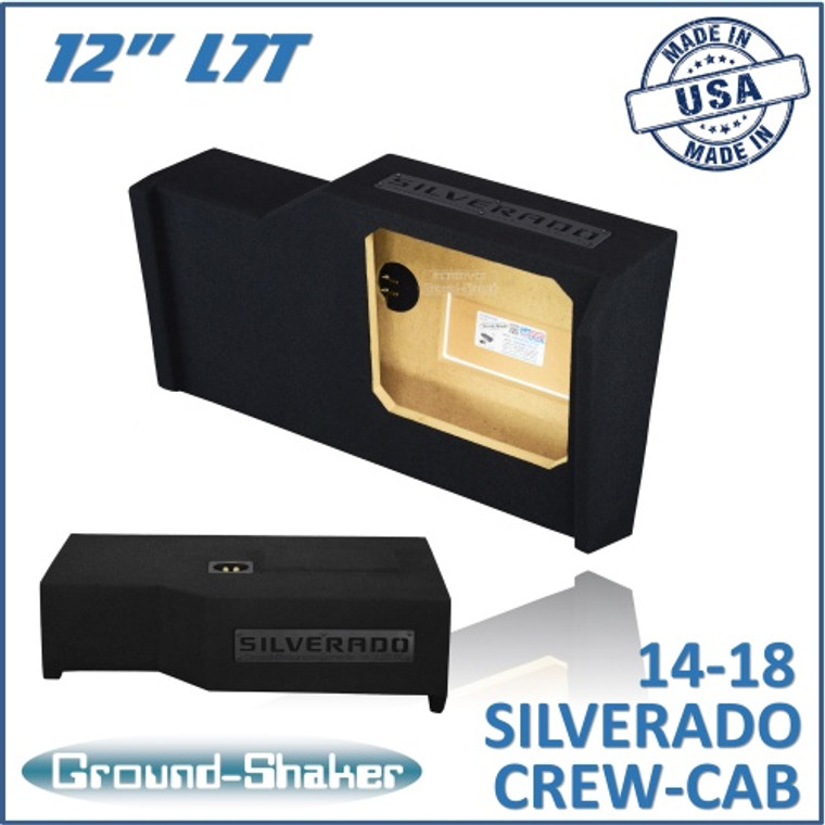black 12" single sealed l7t sub box, fits chevy silverado & gmc sierra crew-cab 2014-2018