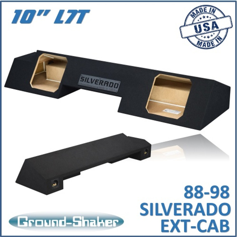 black 10" dual sealed l7t sub box, fits 88-98 chevy silverado ext-cab