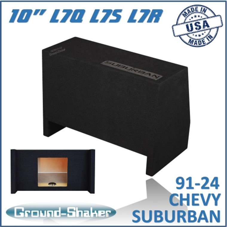 black 10" single sealed solobaric sub box, fits 91-24 chevy suburban (w/3rd row seat)