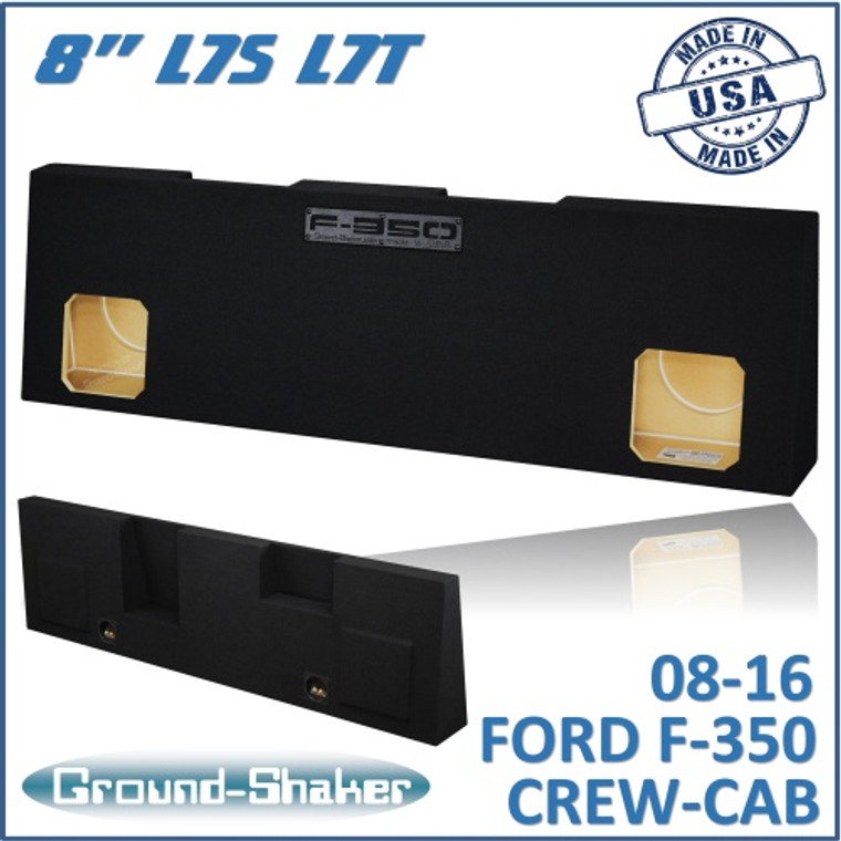 black 8" dual sealed solo-baric sub box, fits 08-16 ford f-350 crew-cab