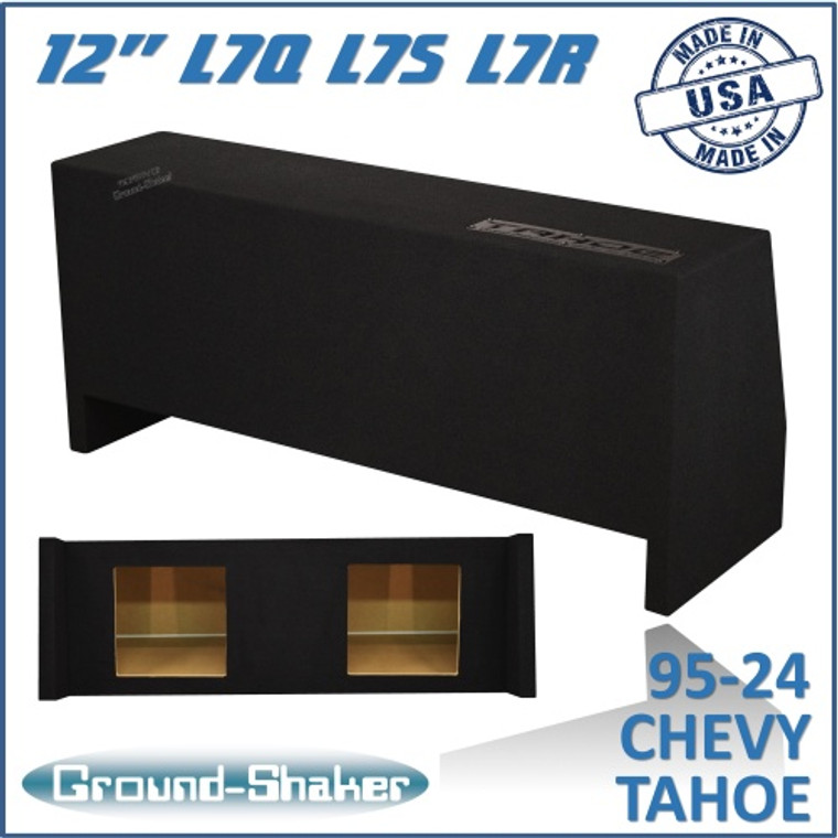 black 12" dual sealed solobaric sub box, fits 95-24 chevy tahoe (w/3rd row seat)