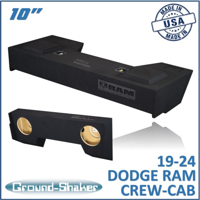 black 10" dual sealed sub box, fits 19-24 dodge ram 1500 crew-cab