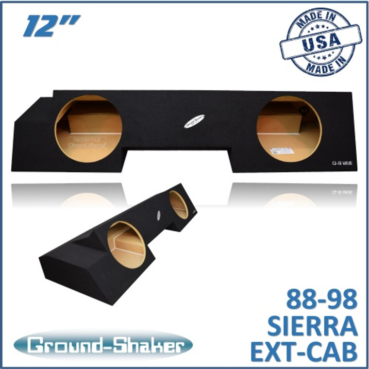 black 12" dual sealed sub box, fits 88-98 gmc sierra ext-cab