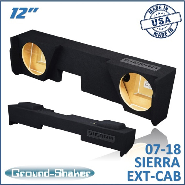 black 12" dual sealed sub box, fits 07-18 gmc sierra extended cab