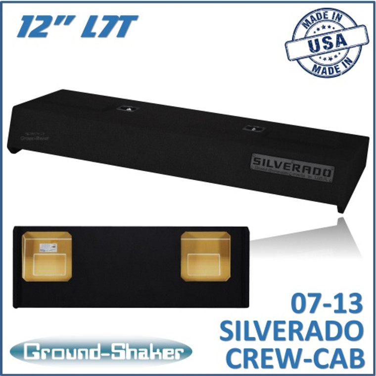 black 12" dual sealed l7t sub box, fits 07-13 chevy silverado crew-cab