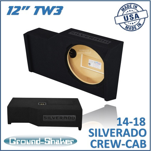 Chevy 14-18 Silverado Crew-Cab Black 12" Tw3 Single Sealed Subwoofer Box