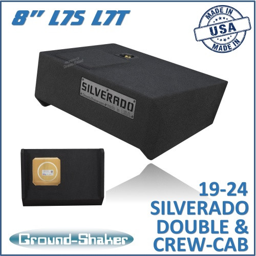 19-24 Chevy Silverado Double & Crew-Cab Black 8" Solobaric Single Sealed Subwoofer Box