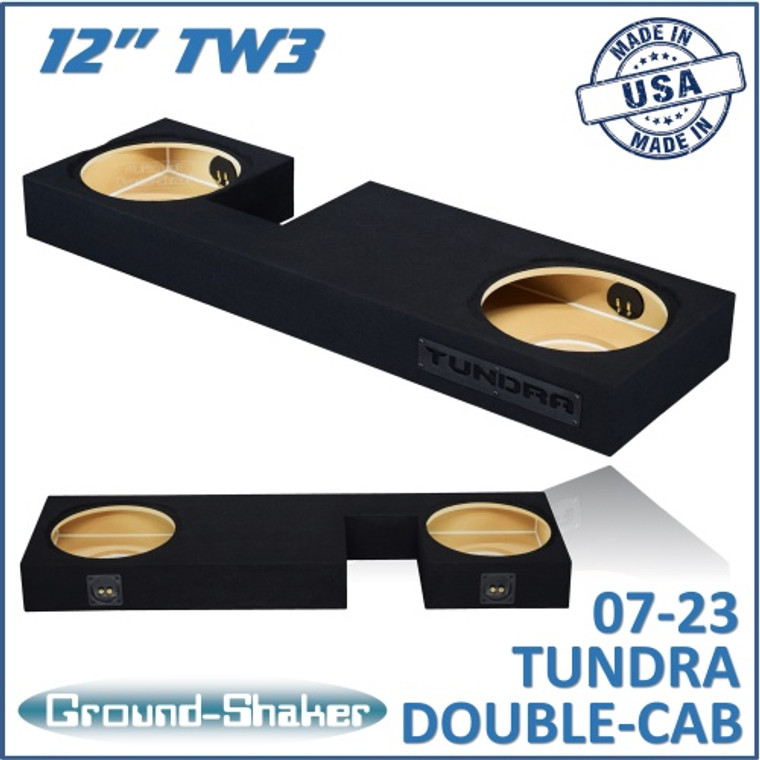 black 12" tw3 dual sealed sub box, fits 07-23 toyota tundra double-cab