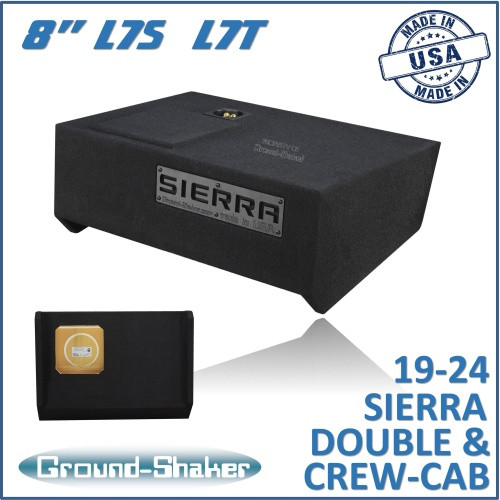 19-24 Chevy GMC Sierra Double & Crew-Cab Black 8" Solobaric Single Sealed Subwoofer Box