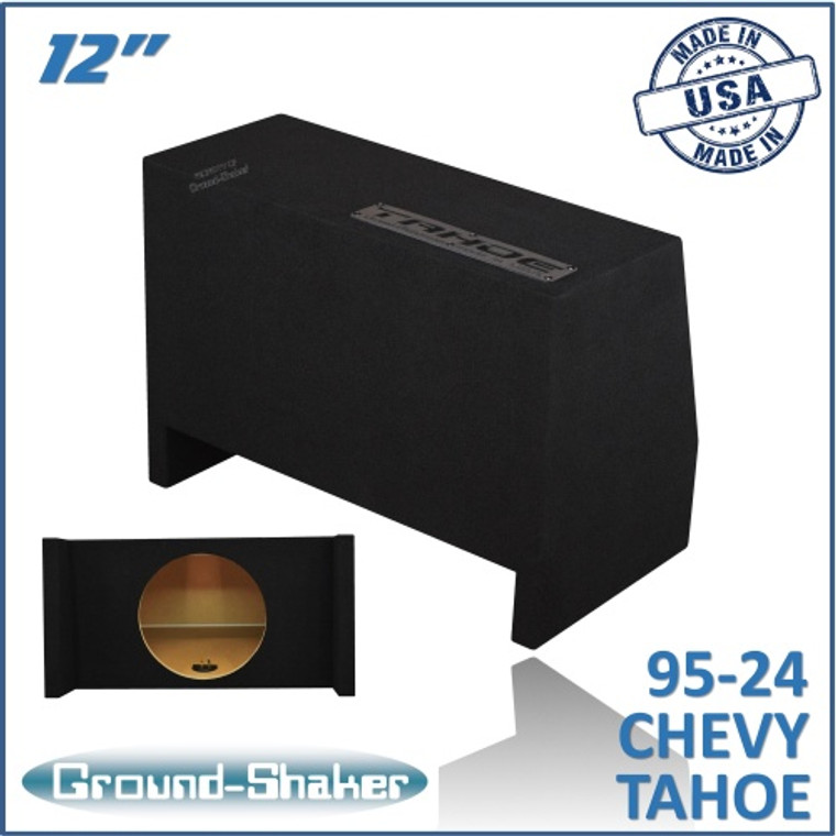 black 12" single sealed sub box, fits 95-24 chevy tahoe (w/3rd row seat)
