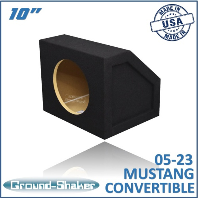 black 10" single sealed sub box, fits 05-23 ford mustang convertible