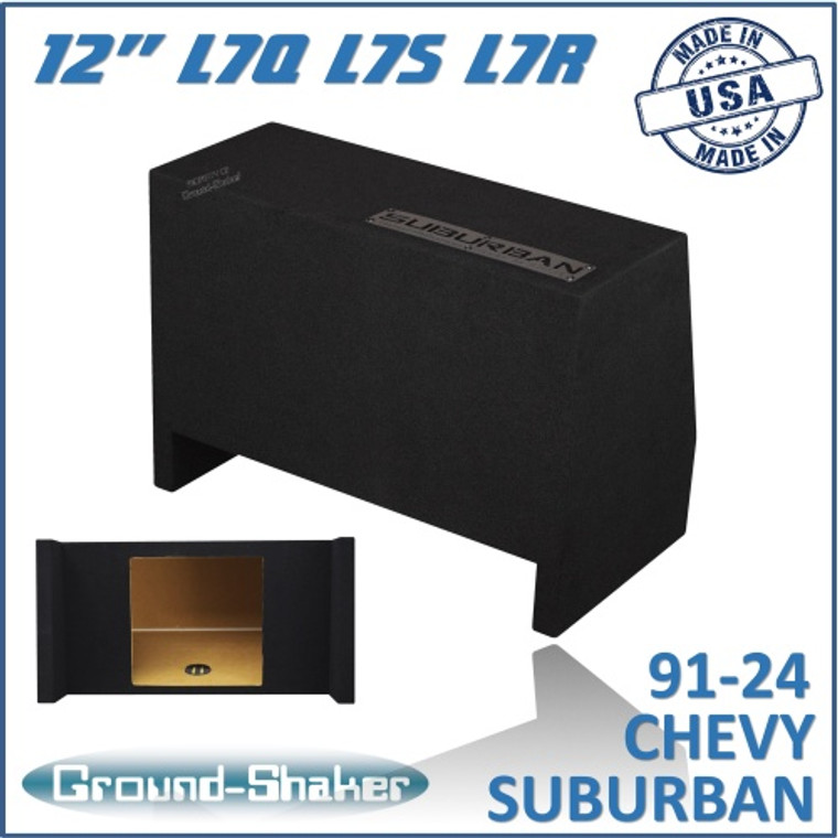 black 12" single sealed solobaric sub box, fits 91-24 chevy suburban (w/3rd row seat)