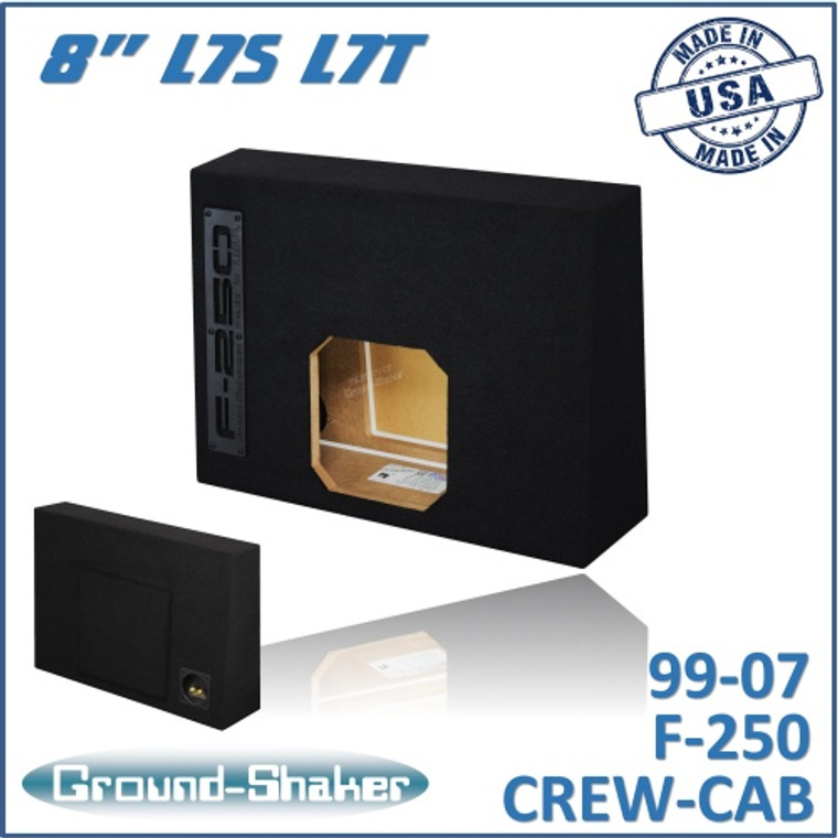 black 8” single sealed solo-baric sub box, fits 99-07 ford f-250 crew-cab