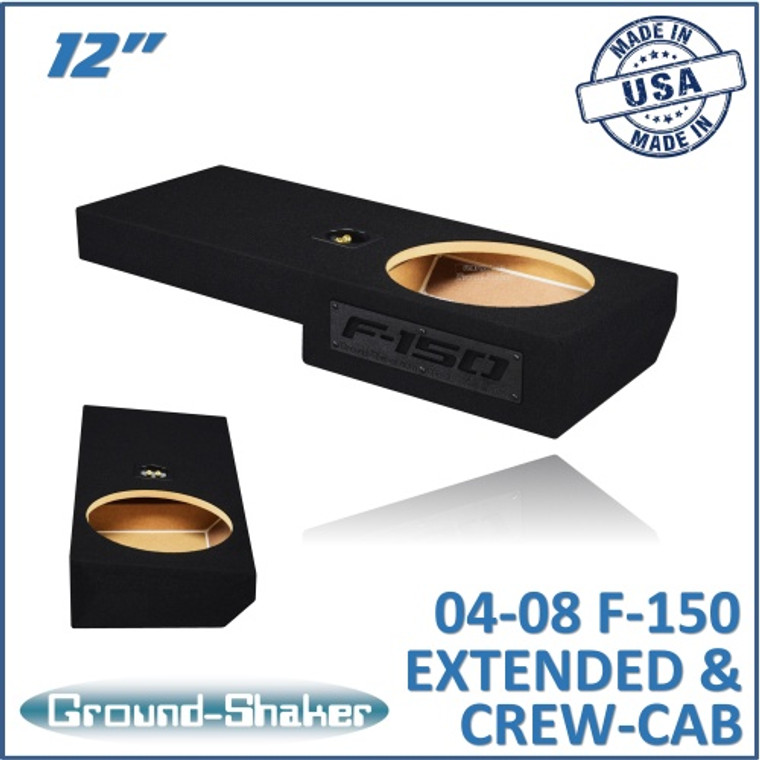 black 12" single sealed sub box, fits ford f-150 ext-cab & crew-cab 2004-2008