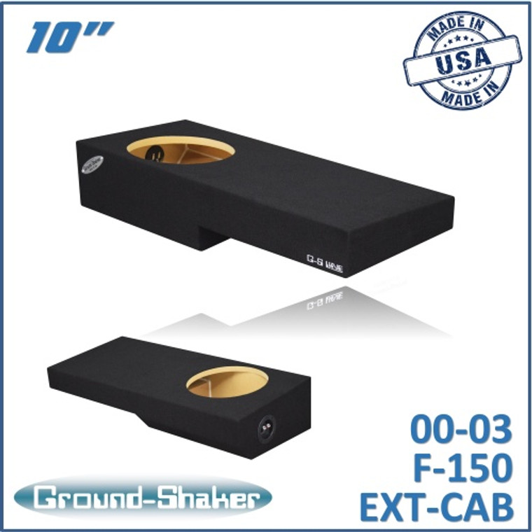 black 10" single sealed sub box, fits 00-03 ford f-150 ext-cab