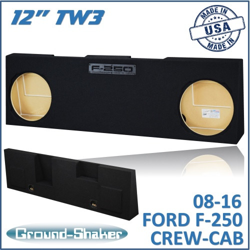 08-16 Ford F-250 Crew-Cab Black 12" Dual Sealed Tw3 Subwoofer Box