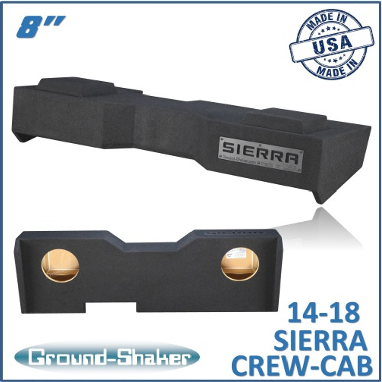 black 8" dual sealed sub box, fits 14-18 gmc sierra crew-cab