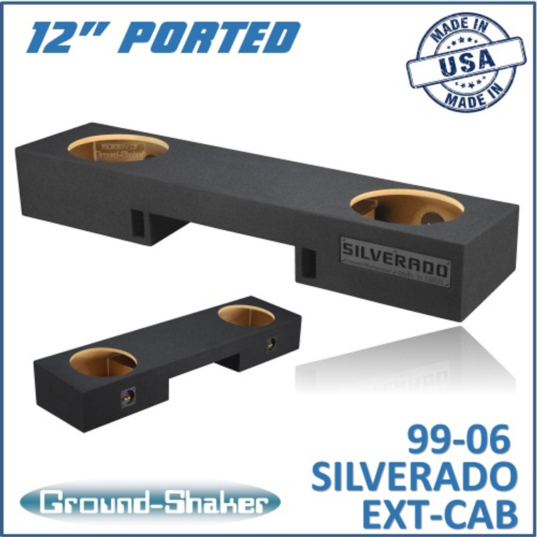 black 12" dual ported sub box, fits 99-06 & 07 classic chevy silverado ext-cab black 12" dual ported sub box, fits 99-06 & 07 classic chevy silverado ext-cab