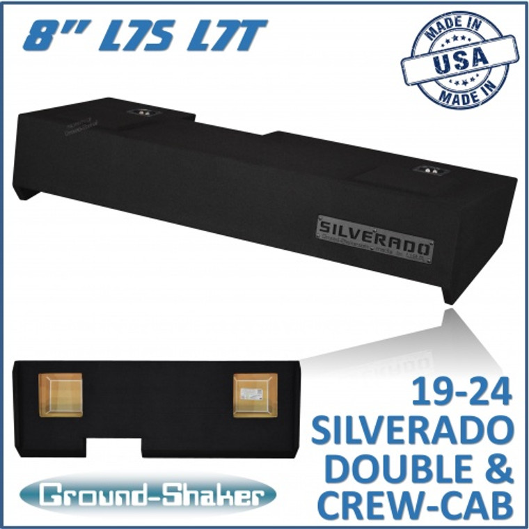 black 8” solobaric dual sealed sub box, fits 19-24 chevy silverado double & crew-cab