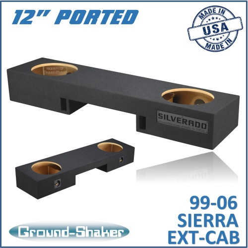 99-06 & 07 Classic GMC Sierra Ext-Cab Black 12" Dual Ported Subwoofer Box