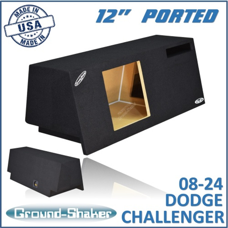 black 12" single ported solobaric sub box, fits 08-24 dodge challenger