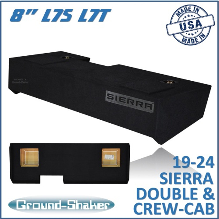black 8” solobaric dual sealed sub box, fits 19-24 gmc sierra double & crew-cab