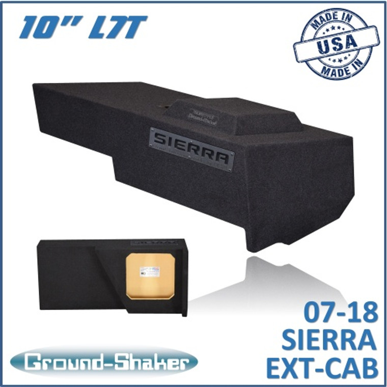 black 10" single sealed l7t sub box, fits 07-18 gmc sierra extended cab