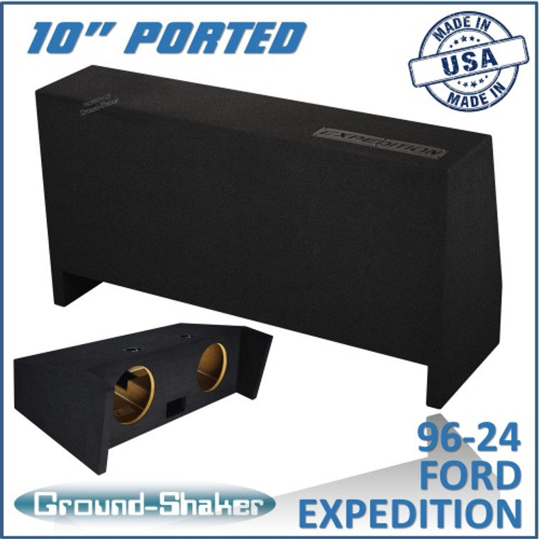 black 10" dual ported sub box, fits 96-24 ford expedition (w/3rd row seat)