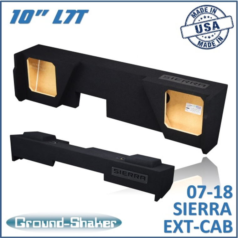 black 10" dual sealed l7t sub box, fits 07-18 gmc sierra extended cab