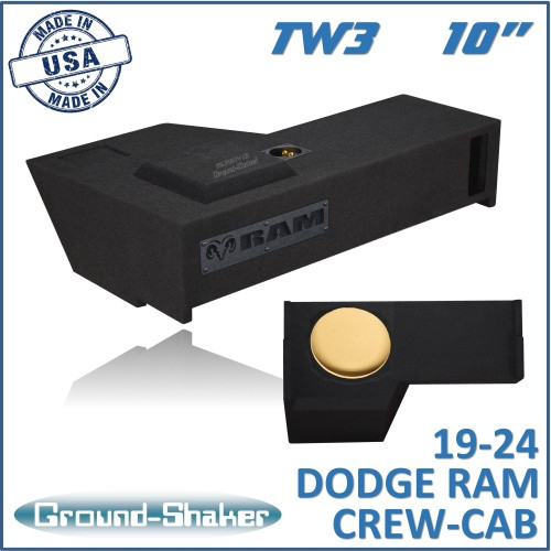 19-24 Dodge Ram 1500 Crew-Cab Black 10" Single Ported Tw3 Subwoofer Box
