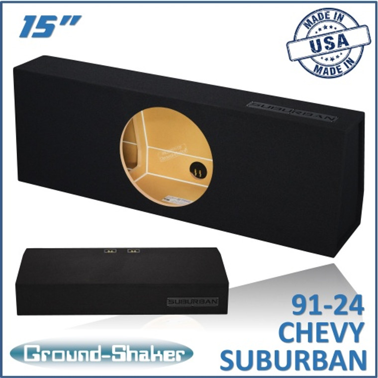black 15" single sealed sub box, 91-24 chevy suburban (w/3rd row seat)