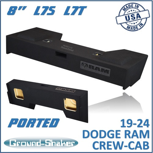 19-24 Dodge Ram 1500 Crew-Cab Black 8" Dual Ported Solobaric Subwoofer Box