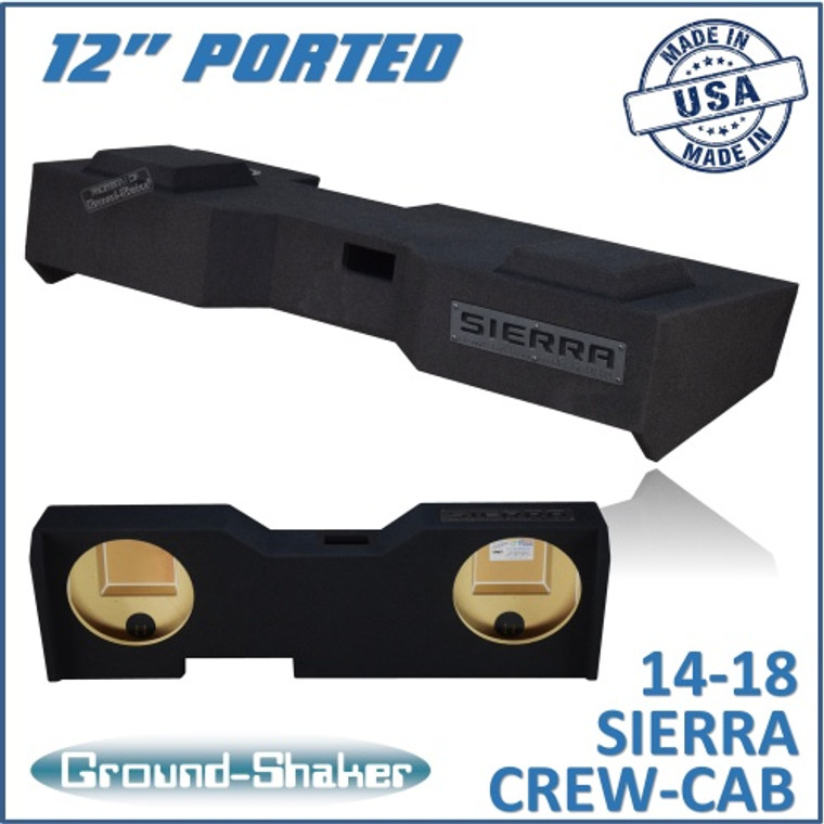 black 12" dual ported sub box, fits 14-18 gmc sierra crew-cab black 12" dual ported sub box, fits 14-18 gmc sierra crew-cab