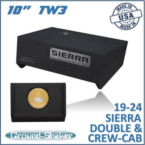 19-24 GMC Sierra Double & Crew-Cab Black 10" Tw3 Single Sealed Subwoofer Box