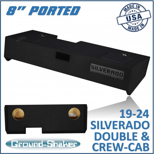 19-24 Chevy Silverado Double & Crew-Cab Black 8" Dual Ported Sub Boxs