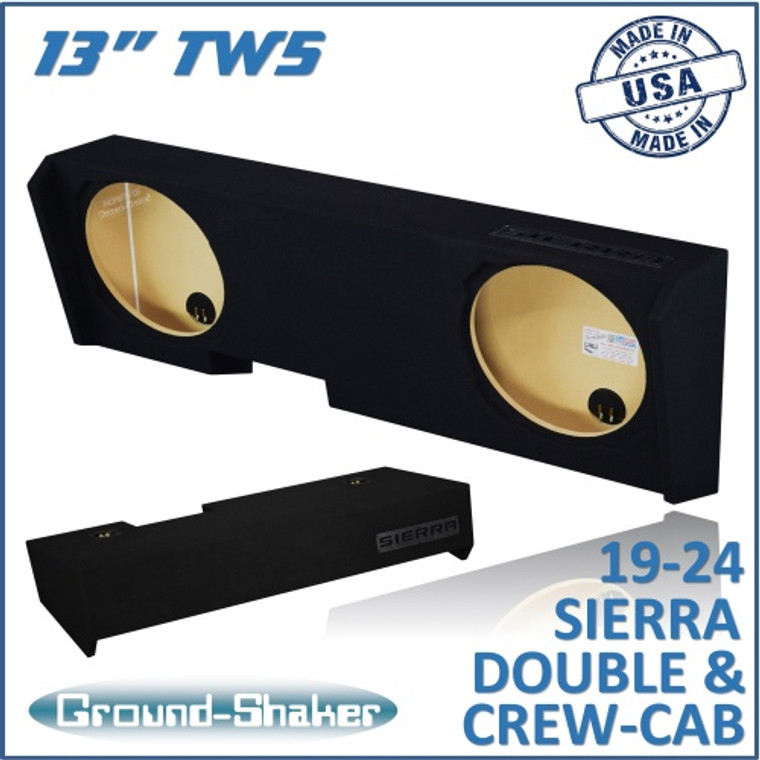 black 13" tw5 dual sealed sub box, fits 19-24 gmc sierra double & crew-cab black 13" tw5 dual sealed sub box, fits 19-24 gmc sierra double & crew-cab