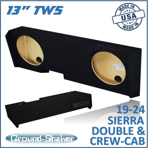 19-24 GMC Sierra Double & Crew-Cab Black 13" Tw5 Dual Sealed Subwoofer Box