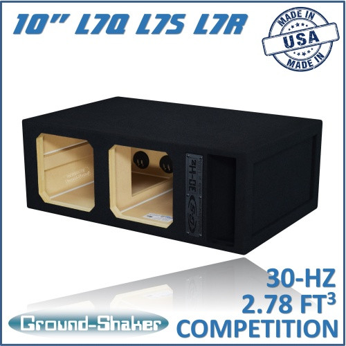 Ground Shaker GS-L7QP210B Black 10" 30-hz Dual Competition Solo-Baric Ported Subwoofer Box