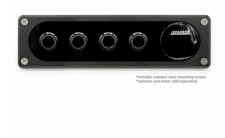 Black Single DIN Aluminum Switch and Voltmeter Panel No Labels