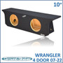 black 10" dual sealed sub box, fits 07-22 jeep wrangler 4-door