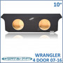 black 10" dual sealed sub box, fits 07-22 jeep wrangler 4-door