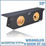 black 10" dual sealed sub box, fits 07-22 jeep wrangler 4-door