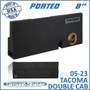 black 8" single ported sub box, fits 05-23 toyota tacoma double-cab