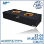 black 10" dual sealed subs box, fits 82-04 ford mustang coupe