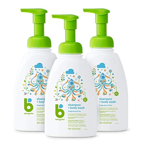 Babyganics Baby Shampoo + Body Wash Pump Bottle, Fragrance Free